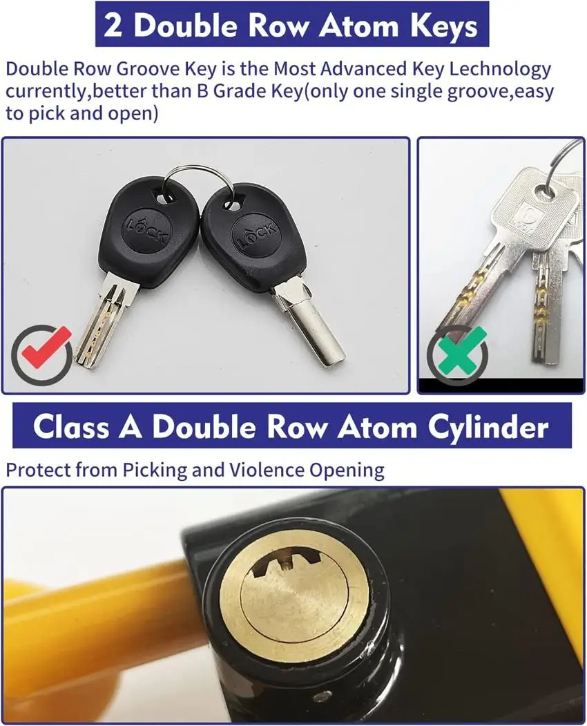 Bloqueo de rueda de coche resistente retractil antirrobo amarillo de seguridad universal Bloqueo del coche