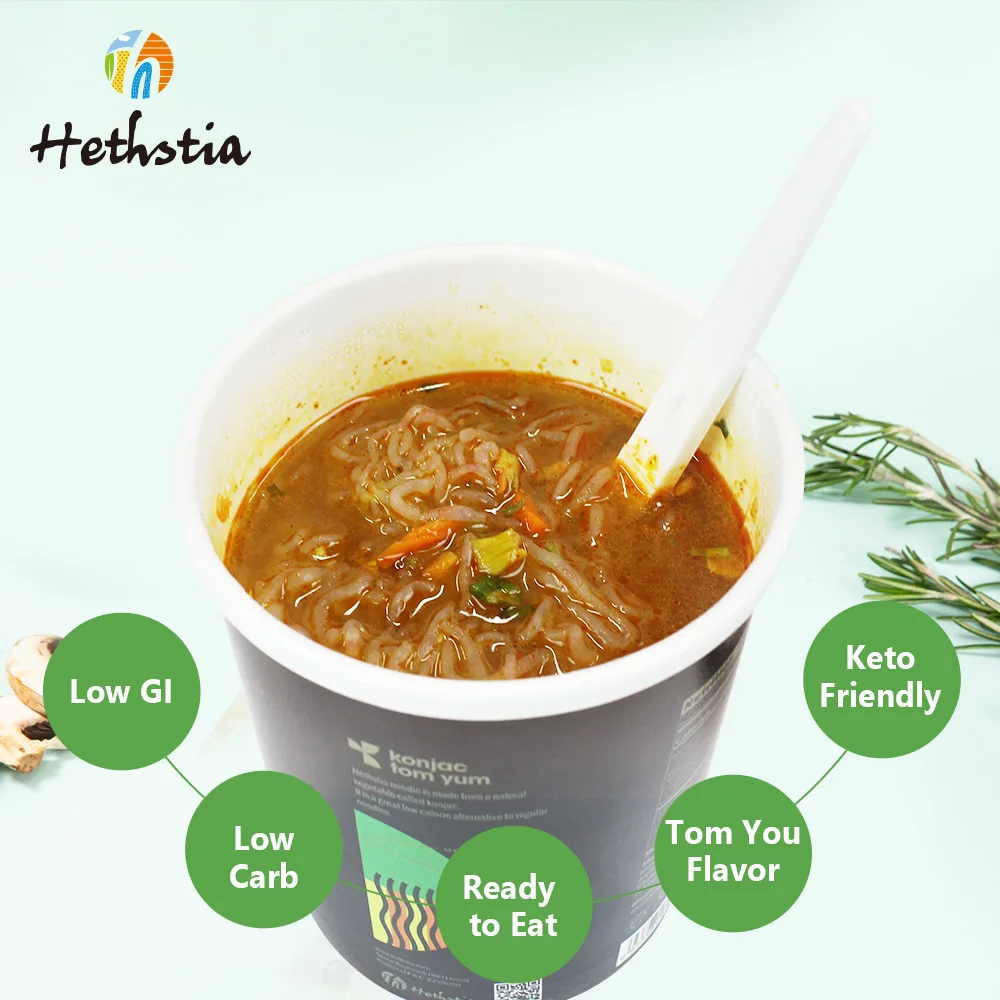 Low Fat Low Carb Southeast Asian Taste Healthy Soup Sauce Noodle Tom Yum Flavor Instant Cup Konjac Noodles