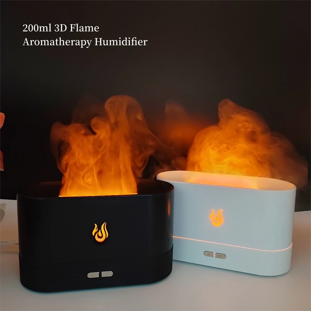 Custom Logo 200Ml Fire Flame Humidifiers Room Home Colorful Led Lamp Mini Usb Flame Aroma Diffuser With Ce Rohs