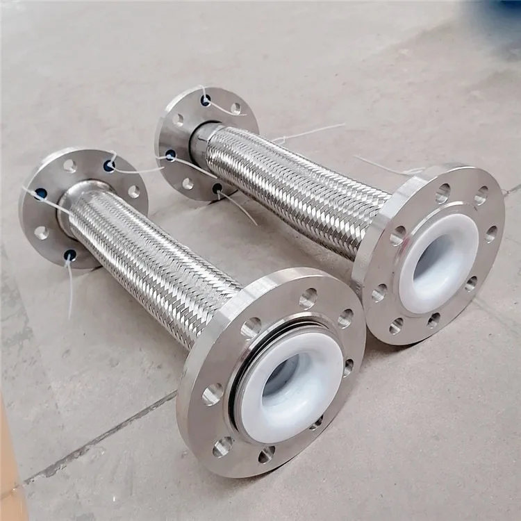 PTFE Lined Flexible Metal Hose Stainless Steel 304 Bellows Hose Flange Connect braided steel hose for chemical plant