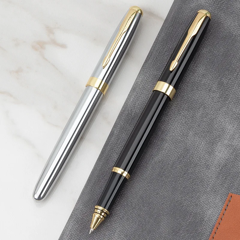 Luxury Hot sale high quality black gold plating metal roller pen with custom logo color