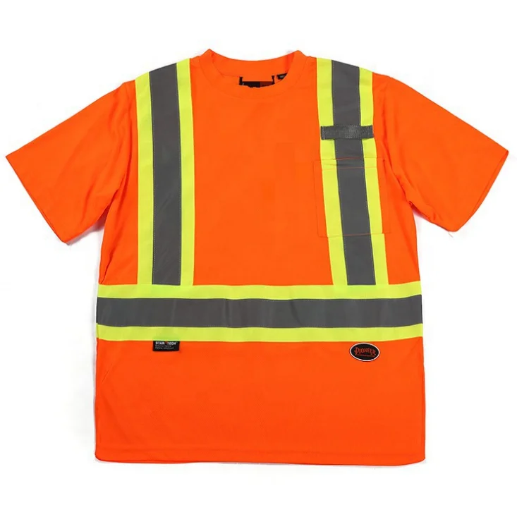 Low Price High Visibility Breathable Comfortable Fabric Hi Vis Workwear logo Printed Reflective Safety T-shirt Without Collar