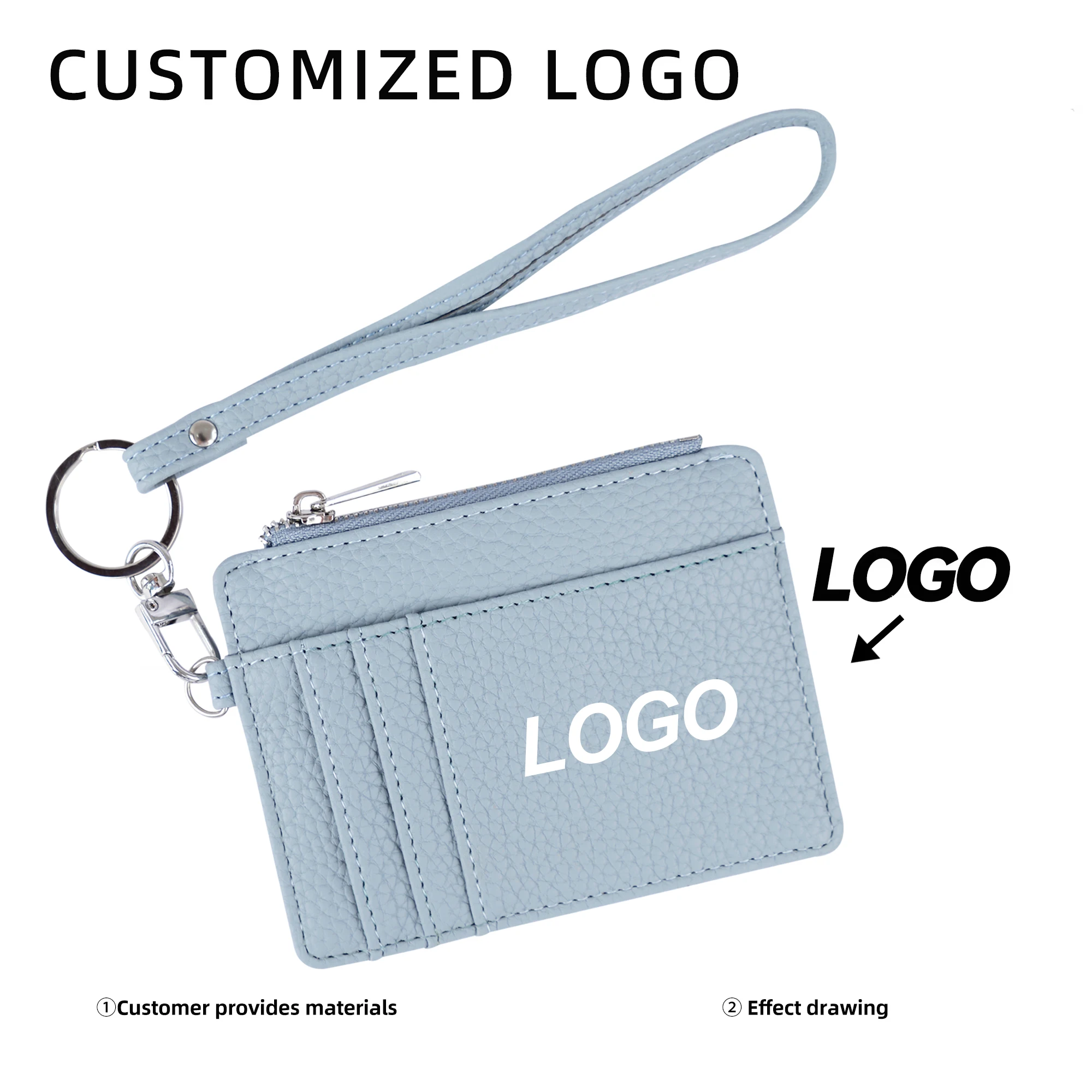 RFID Blocking Keychain Wallet Lightweight Wristlet Coin Purse Credit Card Holder Zip ID Case For Women And Men