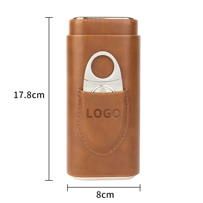 Cedar Wood Lined Travel Cigar case Travel Humidor with Cutter Brown Leather Travelator Cigarism Cased Leather Cigar case