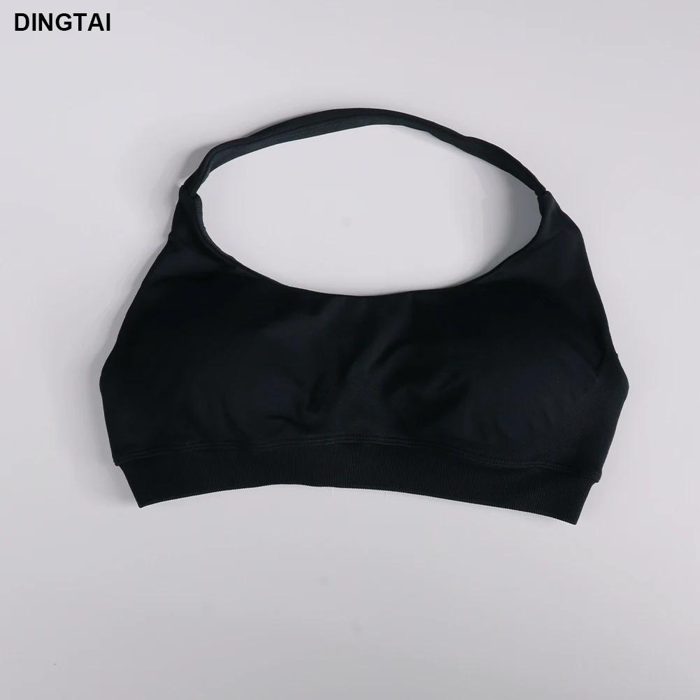 Womens Impact Sportswear Backless Halter Neck Workout Bra High Elastic Fitness Top Seamless Yoga Sports Bra