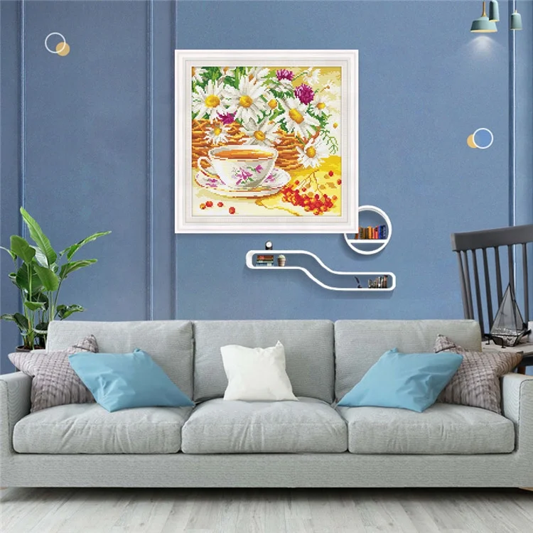 
Home Decoration Flower Tea Printed Cross-stitch Kits DIY Craft Cross-stitch For Starter 