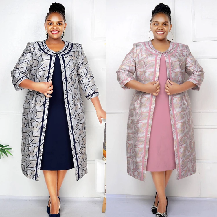 Fashion Long Brocade Coat Dress Adult Ladies Long Dress Suit New Plus Size Clothes