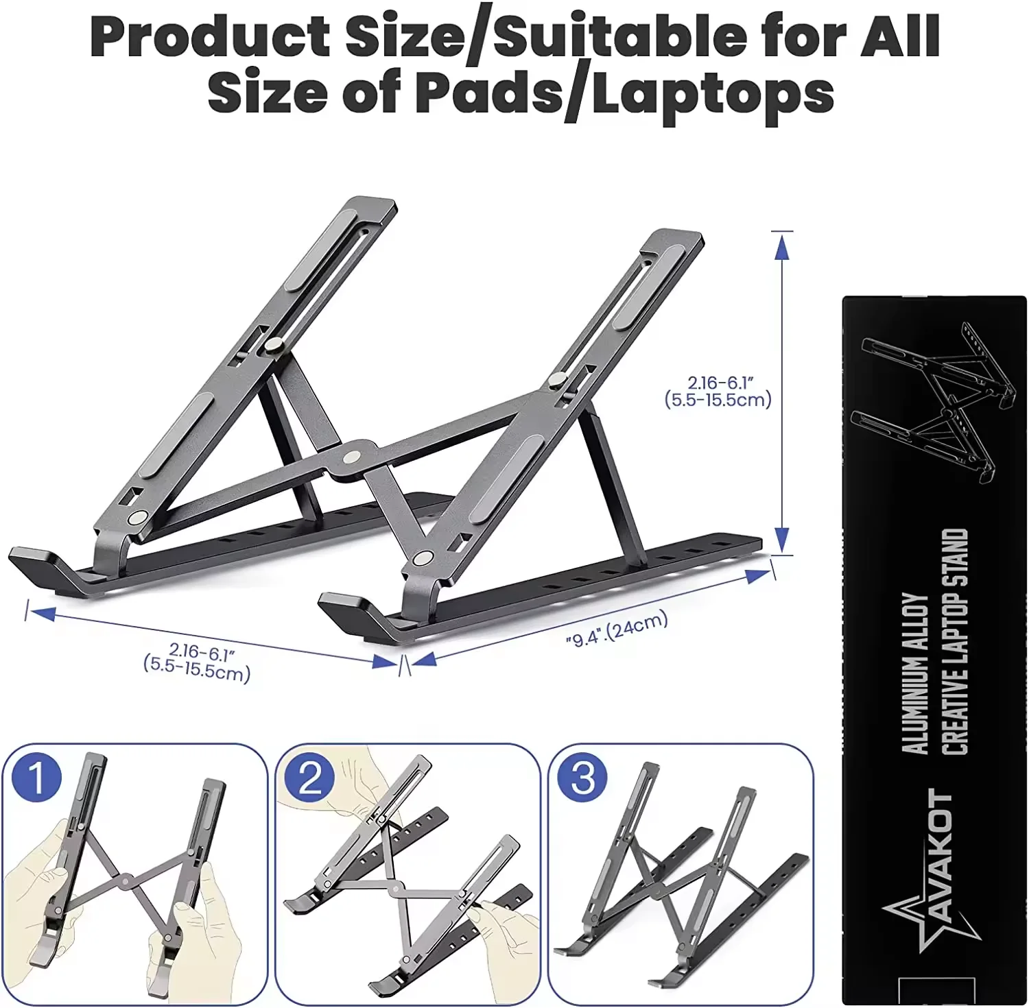 Great Roc 224g OEM Laptop Stand 6 Levels Adjustable Notebook Holder Aluminium Desktop Stand for 15.6inch Laptop