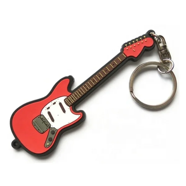 Guangzhou custom rubber  guitar shaped key chain