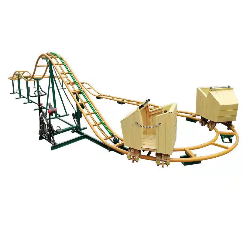 Unpowered amusement rides parent-child human powered bicycle pedal roller coater for sale