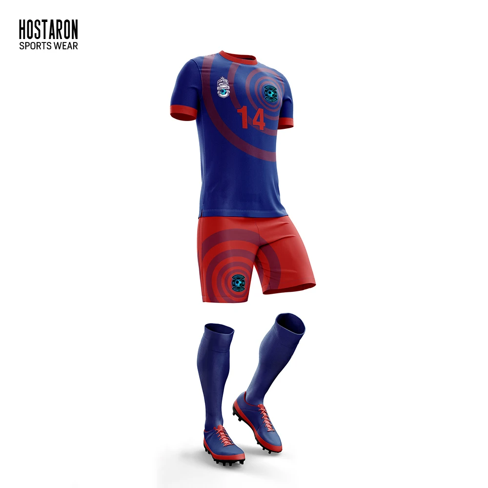 HOSTARON OEM Custom Sublimation Print Football Uniform Full Set Soccer Wear Tracksuit Jacket Training T Shirt Soccer Jersey Kit
