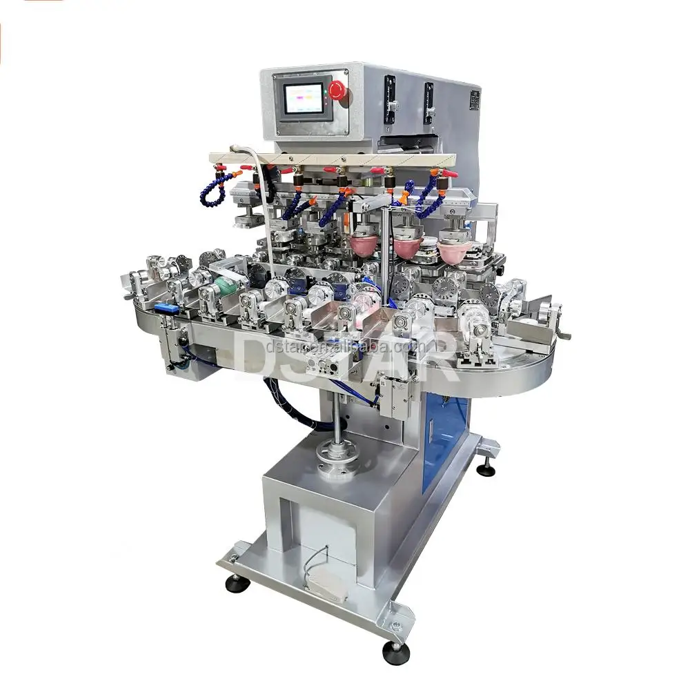 High Quality  6 Color Tampon Pad Printing Machine for PU Ball Logo Automatic Pad Printer Price