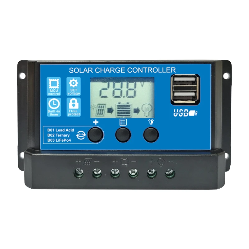 Coreplus onekey switch battery model 10A 20A 30A 12V 24V Auto adapt pwm solar charge controller