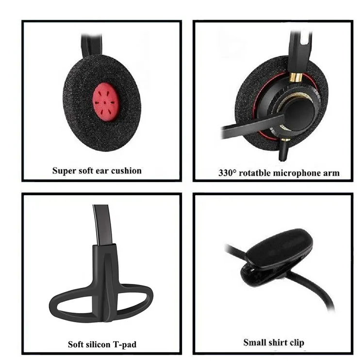 Monaural RJ9 Office Telephone Headset with Noise Cancelling Mic for Avaya Plantronics