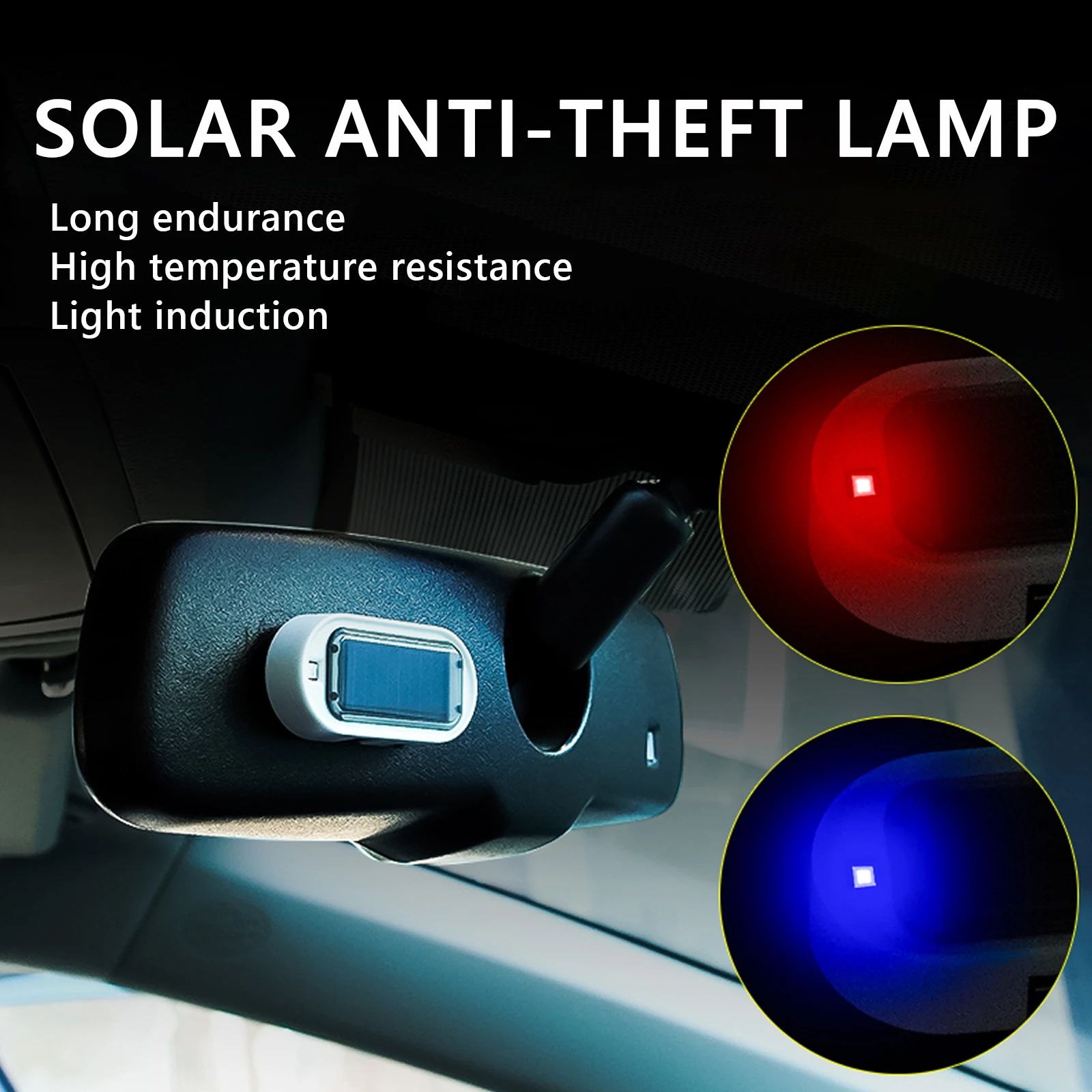 1 PC Car Security Light Solar Power Alarm Wireless Warning Anti-Theft USB Charger LED Universal High Quality Auto Parts