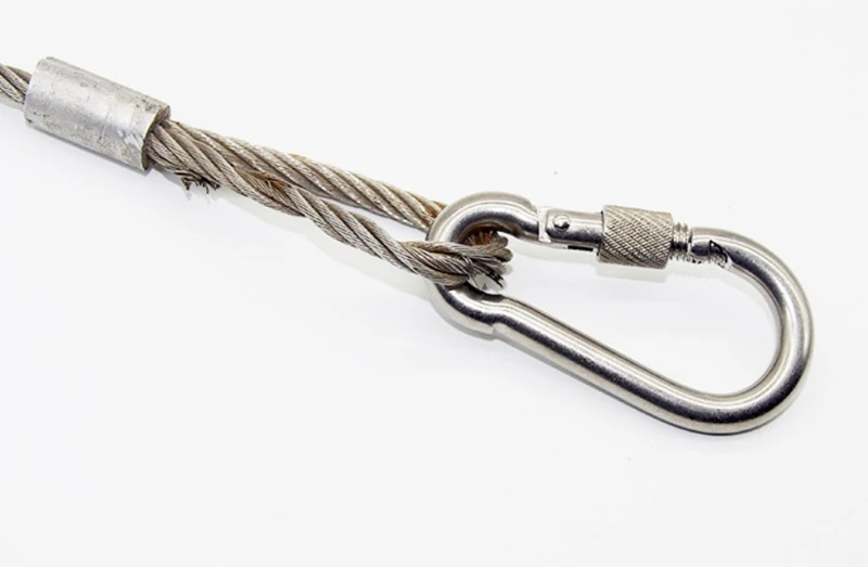 HXY Custom No MOQ 304 Sliding Carabiner Mini Carabiner Stainless Steel Carabiner Hook Spring Snap Hook With Nut For Climbing