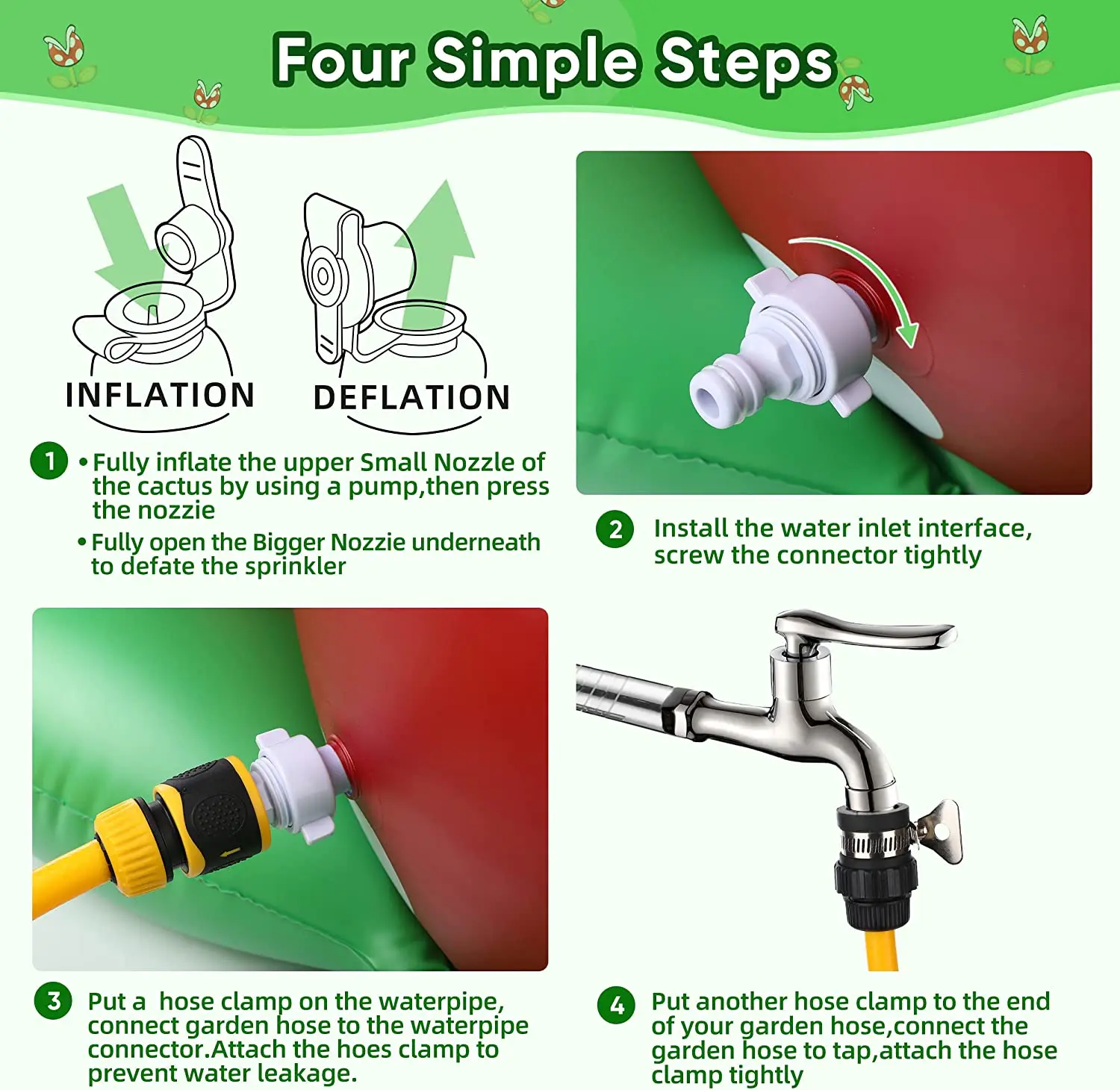 Kids Inflatable Sprinkler Water Toys:Chomper Plants Fun for Children Summer Outdoor Activities Backyard Garden Lawn Spray Games