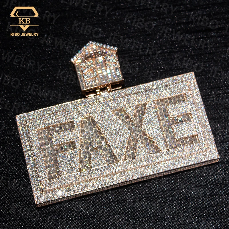 Iced Out Rapper Initial Letter  LAB Grown Mossanite Diamond Charm Custom Name 925 Sterling Silver Moissanite Diamond Pendant