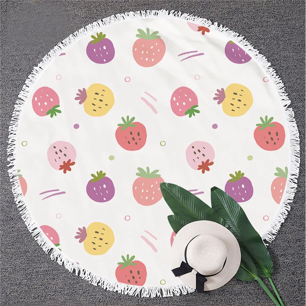 Microfiber Custom Full Printed Round Beach Towel Customized Woven Microfiber Fabric OEM Beach Travel Gym Sports Customized Size