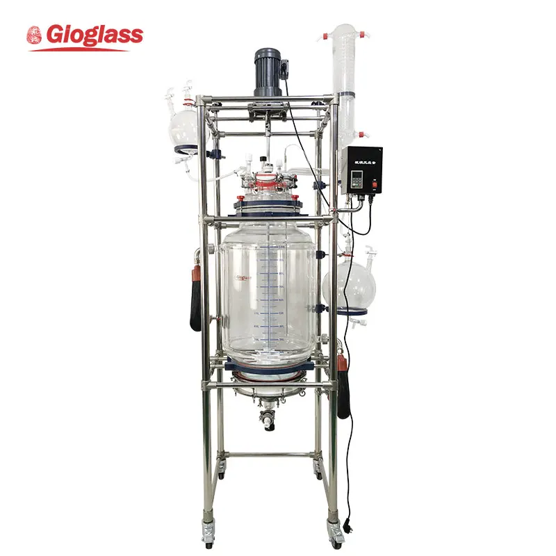 50l 100l 200l Filter Borosilicate Laboratory Chemical Industrial Jacketed Glass Reactor with Vessel for Lab Vacuum Mixing Reacti