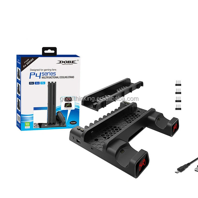 Gaming accessories LED Light controller charger disc storage game cooling fan stand for ps4 for ps4 slim pro