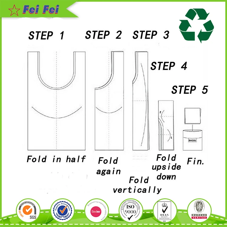 Feifei GRS custom eco recycled polyester fabric big shopper foldable tote shopping reusable rpet bag