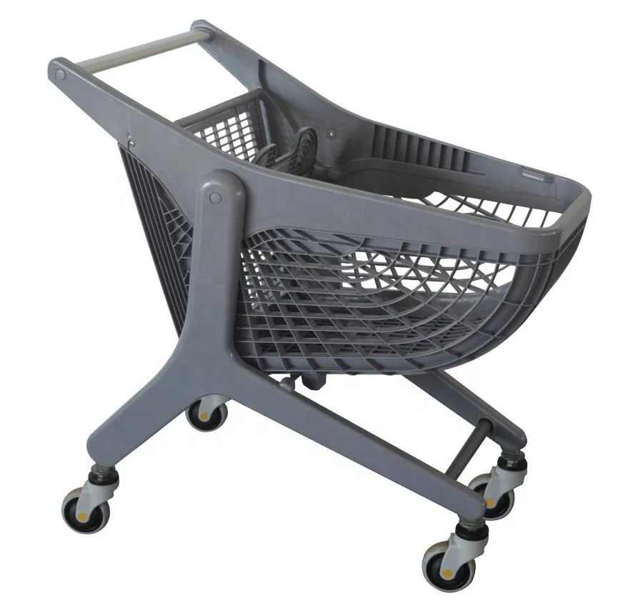 High Quality Low Price Small Shopping Trolley Four Wheels Supermarket  Fan Plastic Cart