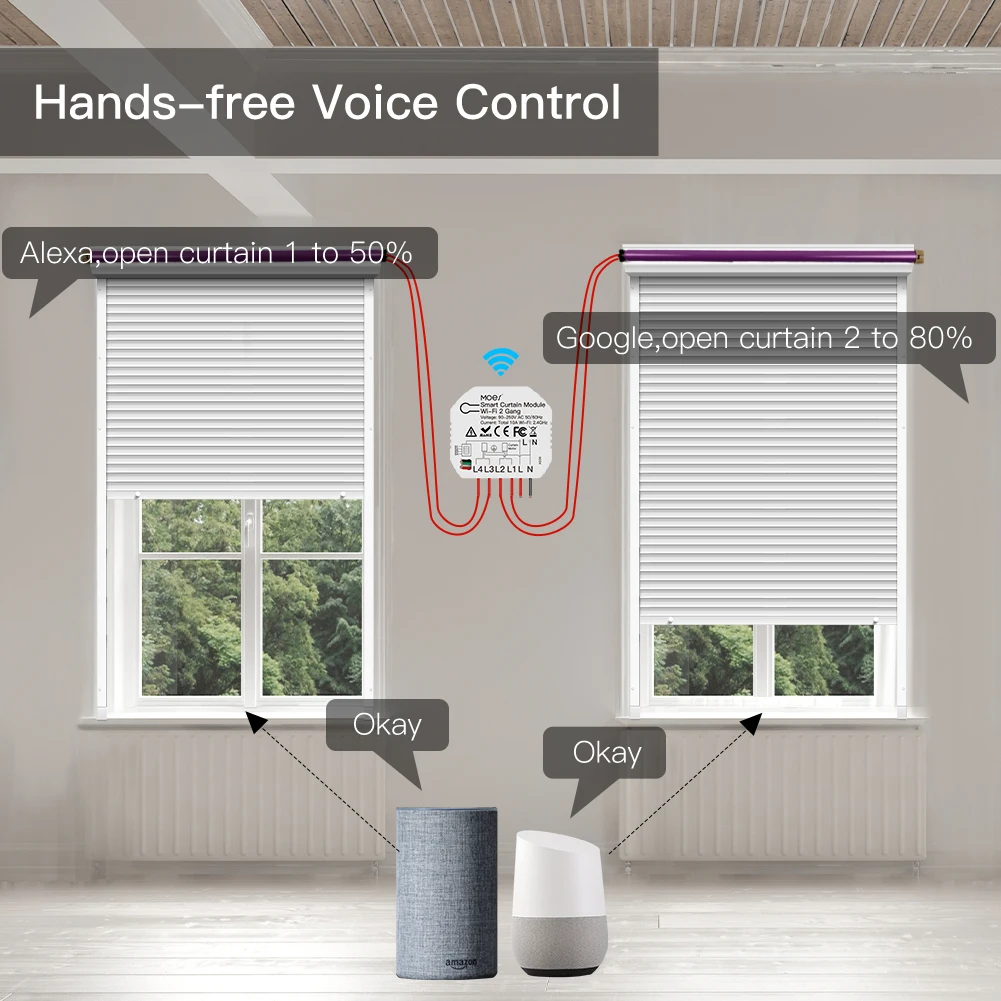 Умный модуль переключения занавесок 1/2 Gang Tuya WiFi для электрических моторизованных роликовых жалюзи Smartlife пульт дистанционного управления