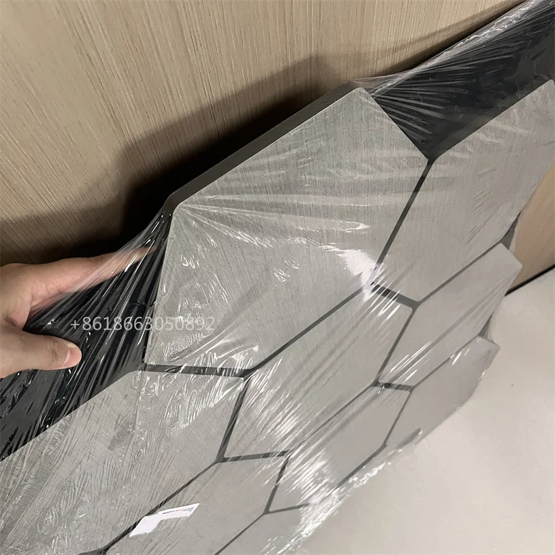 Manufacturer Hexagonal acoustic panels Polyester Fiber Board polyester acoustic panel Soundproof wood acoustic MDF akupanel