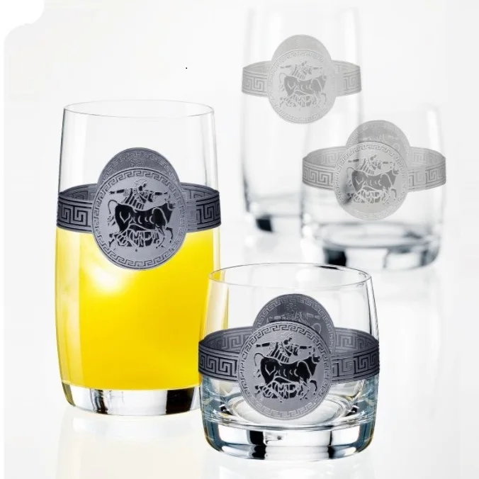 Silver Europa Design Lead Free Bohemia Crystal Whisky Glass Tumbler For Restaurant Hotel Bar Home
