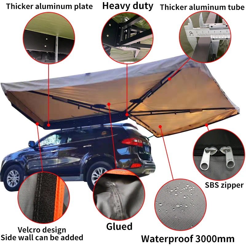 4wd Foxwing awning 270 Degree Fan Car Side Awning legless for Camping