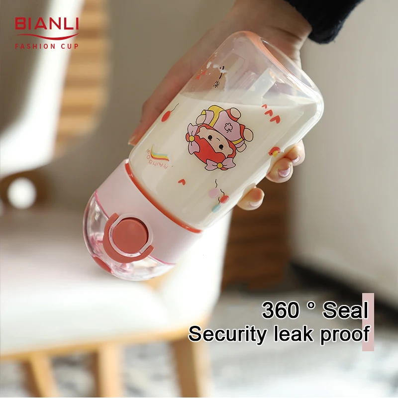 Eco Friendly Bodybuilding Designer Reusable Drinking Plastic Water Bottle For Kids Cartoon Print