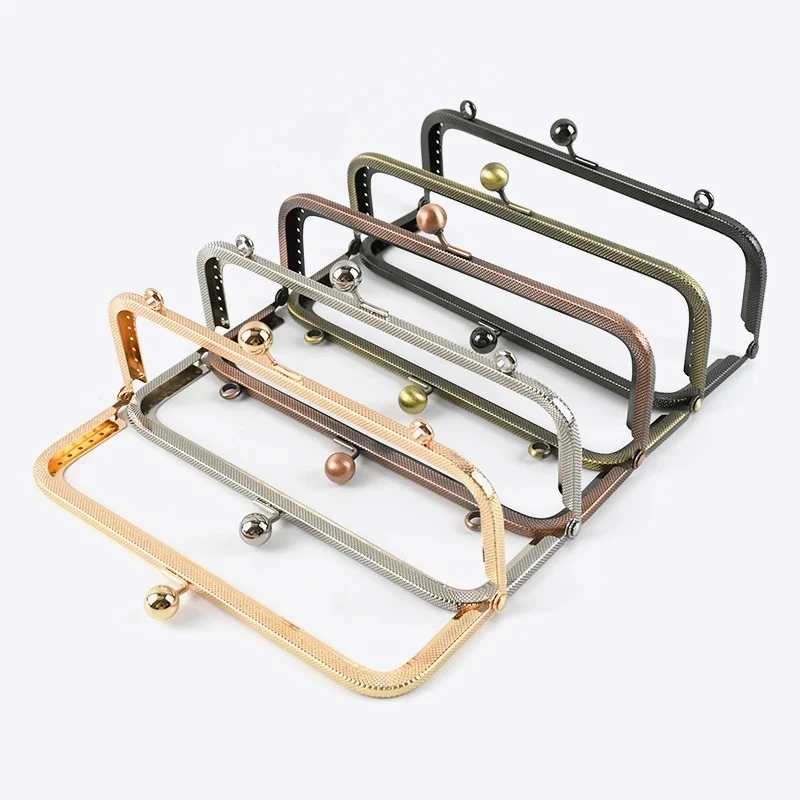 Meetee BF075 20cm Handbag Accessories DIY Leather Bag Handles Square Embossing High Quality Metal Purse Frame Kiss Clasp