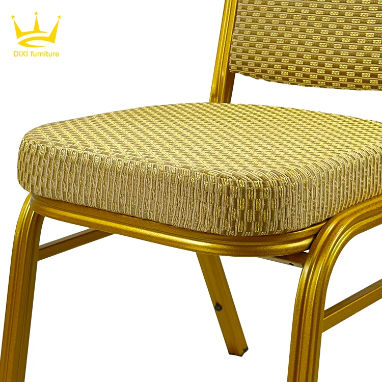 Modern Party Banquet Event Din Chair Aluminum Gold Hall Hotel Chair Stackable Wedding Banquet Chair for Sale