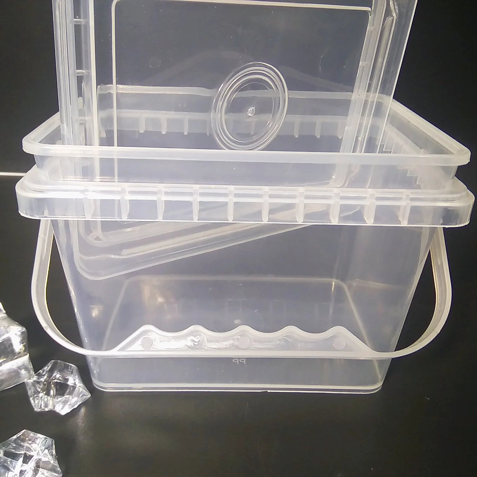 
Stocked Good Quality Tamper Evident Black Plastic Square Paint Buckets With Lids And Handle Pail 