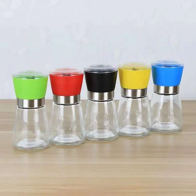 Best Price Manual Disposable Spice Salt Pepper Mill,Wholesale 80ml 100ml Glass Plastic Refillable Spice Salt Pepper Grinder