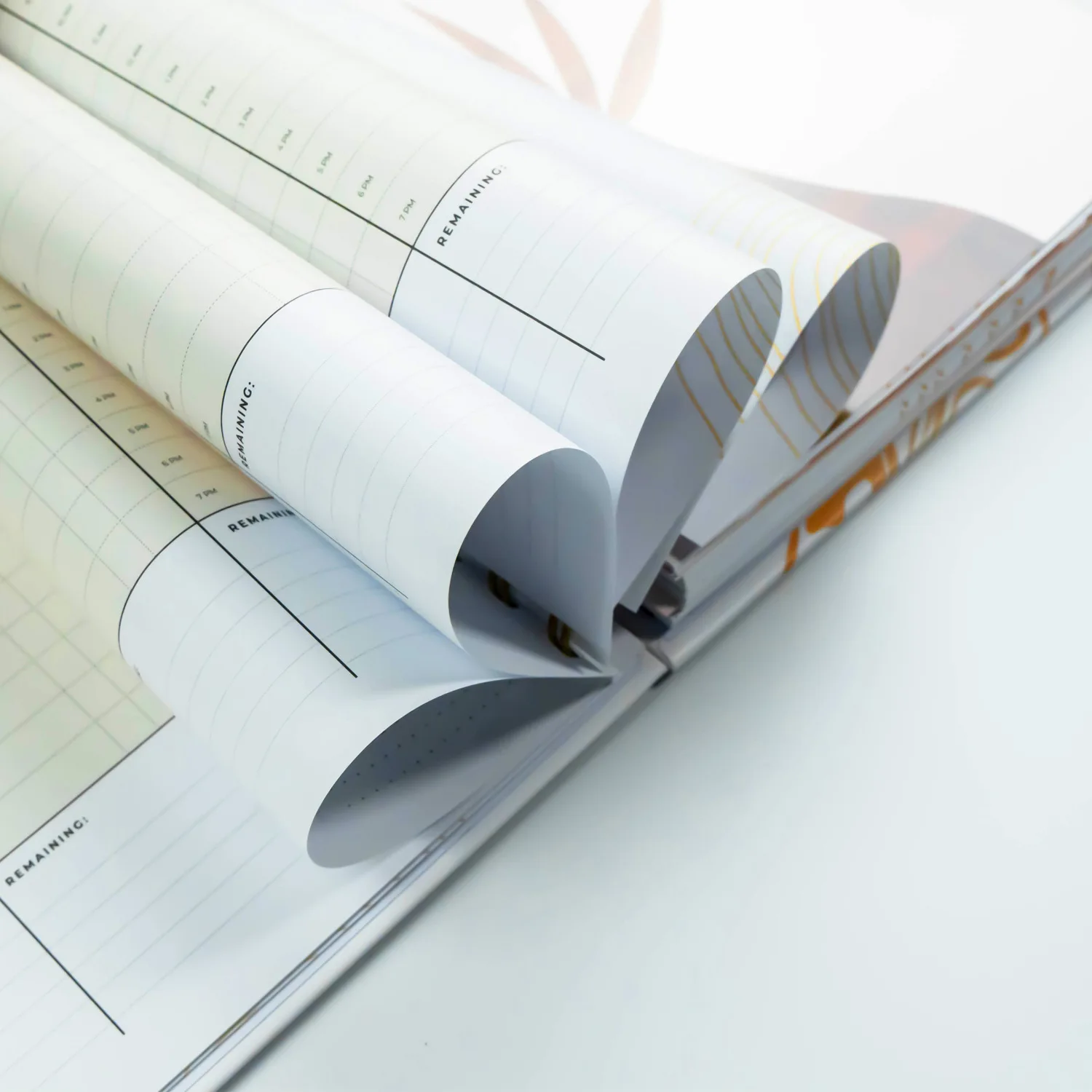 Free sample Custom transfer printing rose gold foil spiral Organizer Hardcover journal diary Notebook wedding planner