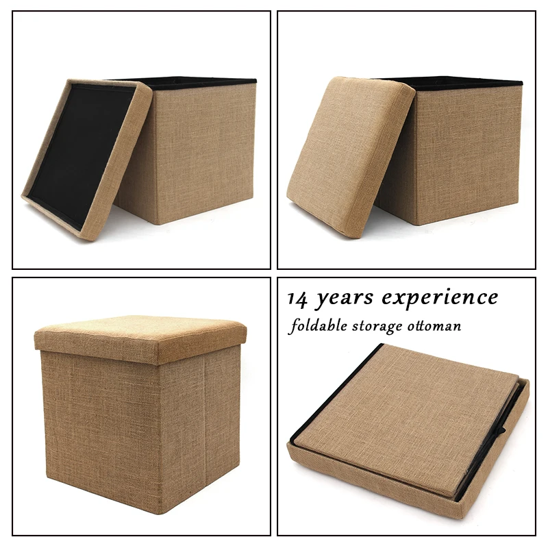 Оптовая продажа с фабрики, Модная современная домашняя мебель, акция, оптовая продажа, льняной джутовый куб, Складной пуф для хранения, оттоманка, табурет для ног