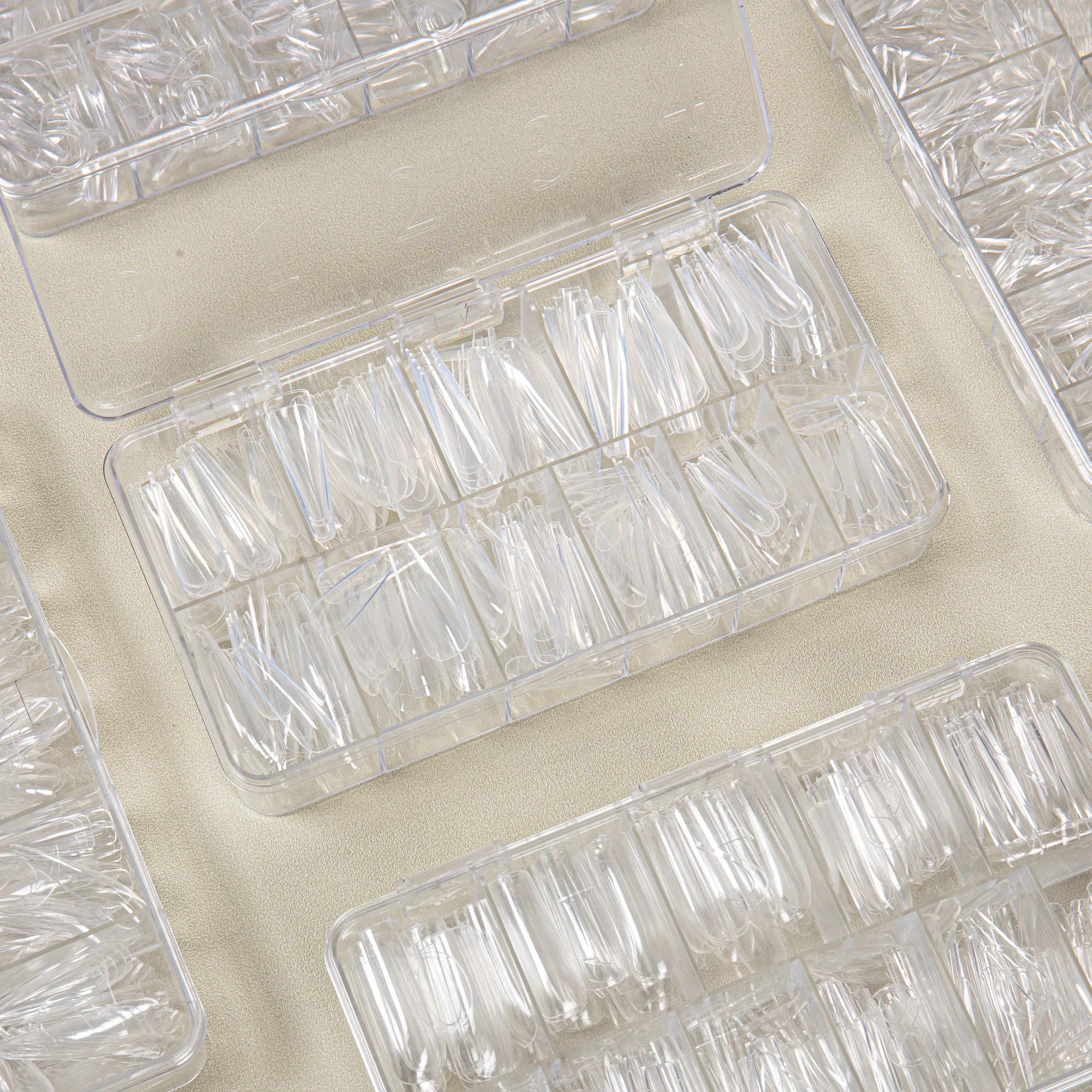 Nail supplies 250 PCS/box Transparent  Coffin Square Nail Tips False Nails French Artificial Fingernails Half  Plastic Art Tips