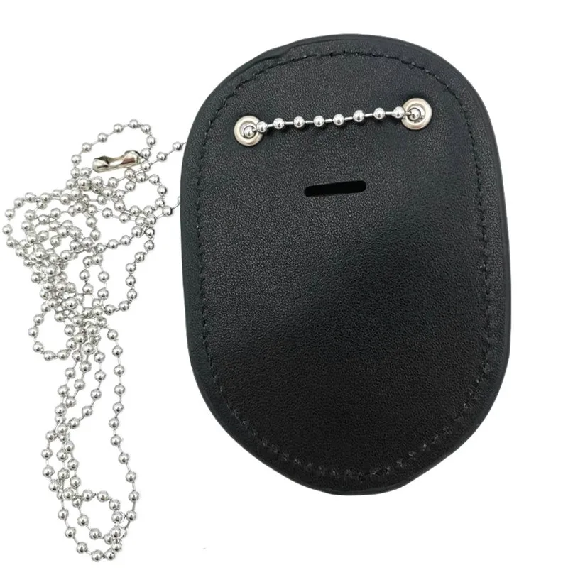 Black US Detective Badge Leather Holder Belt Clip Leather Necklace Ball Chain Police Badge Holder Cosplay Badge Leather