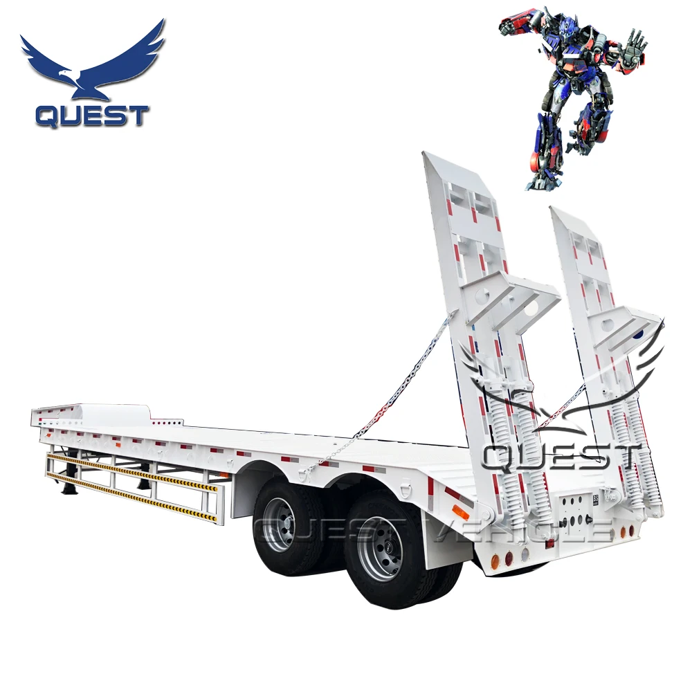 Factory 2 Axles 40 Tons 60Tons Low Loader, Low Bed Semi Trailer With Bogie Suspension