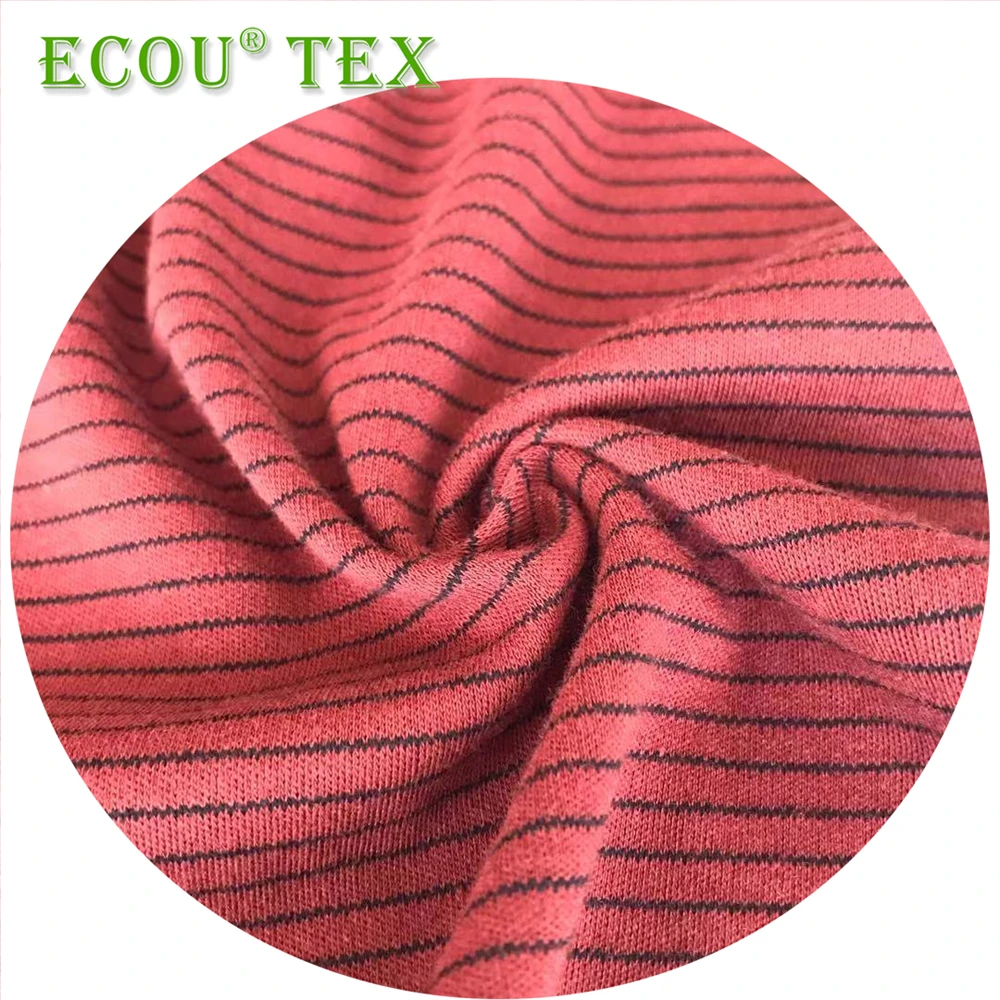 2021 wholesale organic cotton yarn dyed stripe single cotton jersey fabric