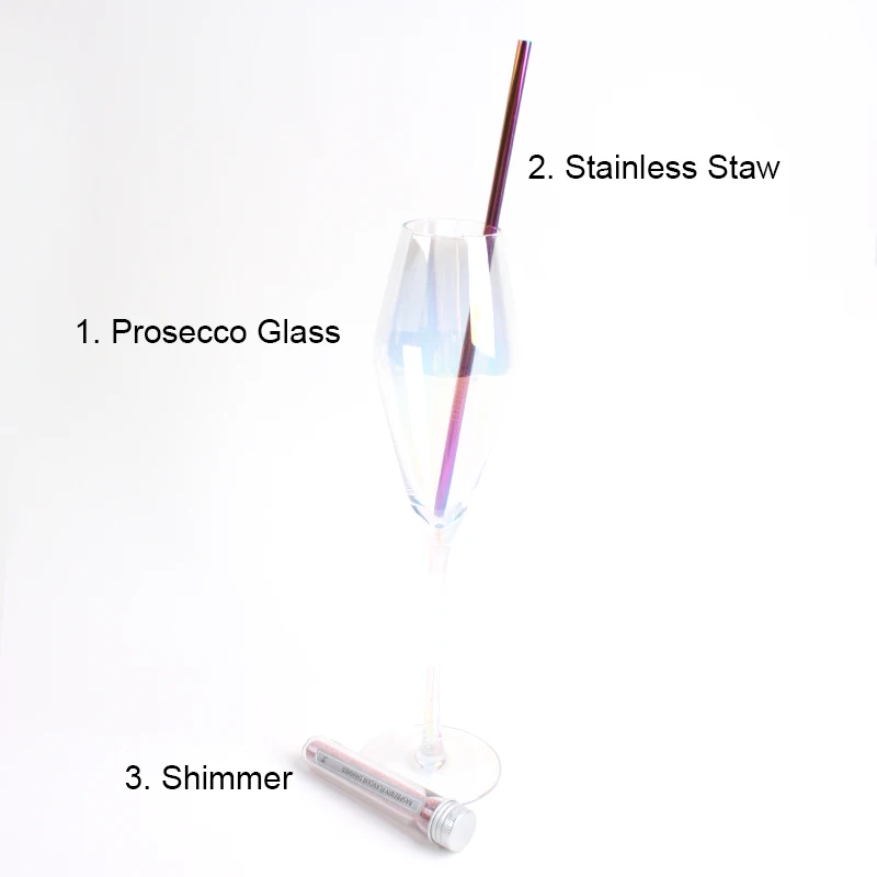 Harper Prosecco Novelty Cocktail Gift Set Glowing Stainless Steel Straw sugar Tube Silver Gift Box Business Club Party
