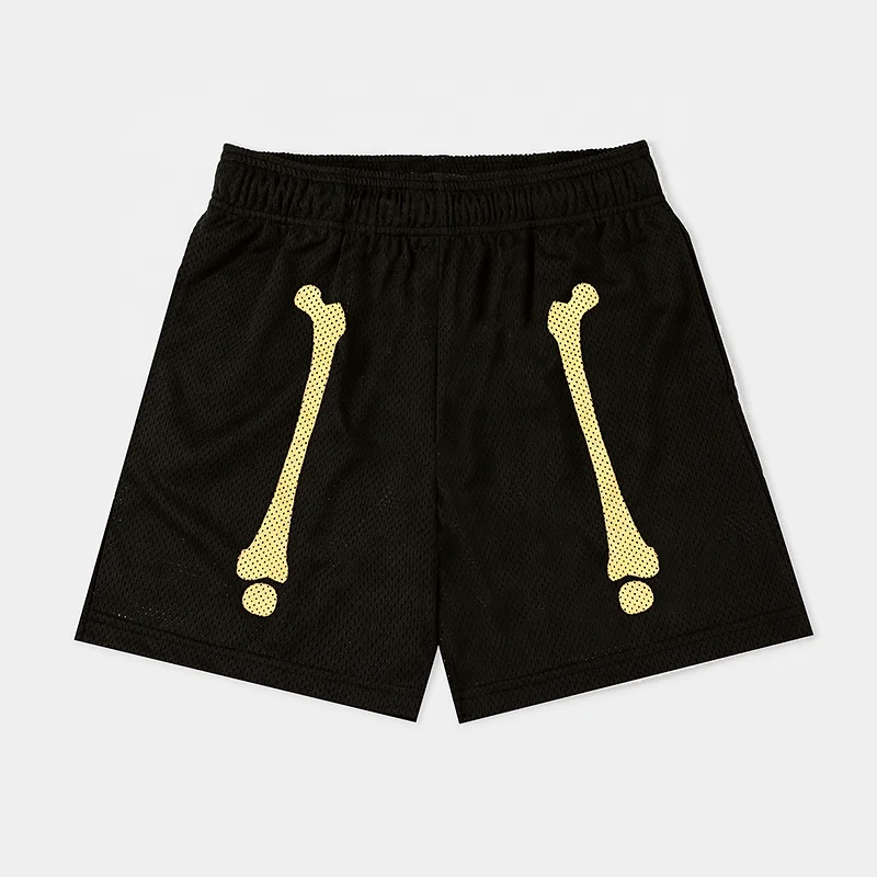 Custom Skull Print Logo Clothing Manufacturer Basketball Embroidered Double Layer Mesh Shorts for Men