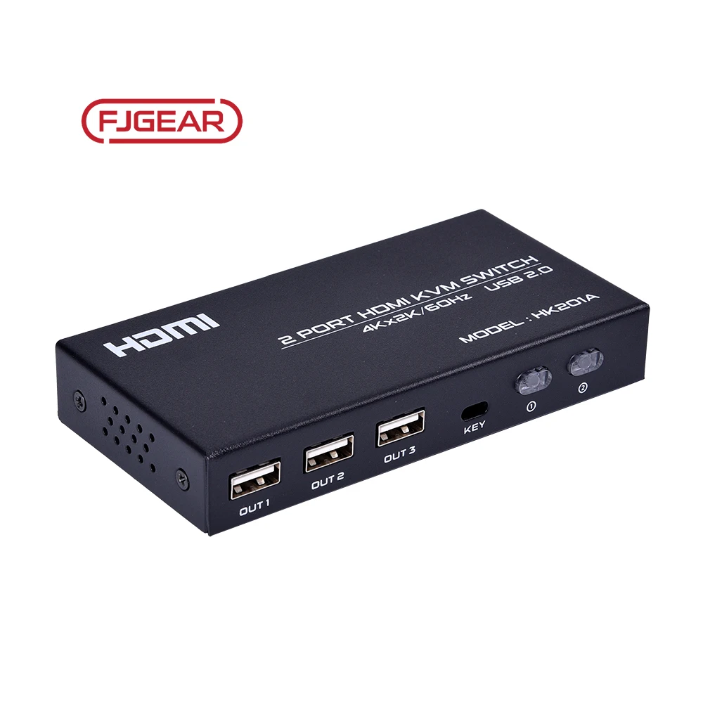 Fjgear Black 2 Input 1 Output 3840*2160/60Hz (Backward Compatible) Hdmi Kvm Switch 2 Hdmi Port