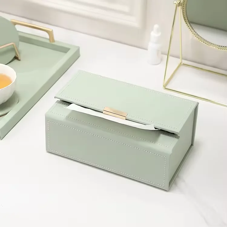 PU Leather Tissue Case Table Tissue Holder Magnet Tissue Box