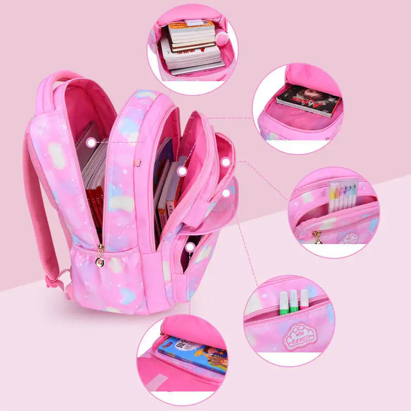 CALDIVO  Princess Pink Schoolbag Backpack for Girl Kids Fashionable Waterproof School Bags Best Selling Lightweight Lovely