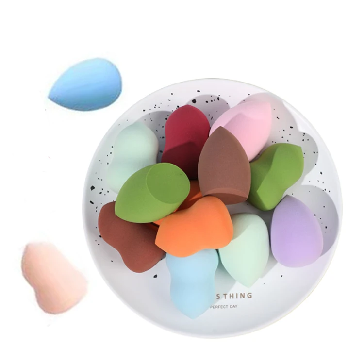 Private label water drop oblique cut gourd shape   makeup sponge egg cosmetic pro face powder puffs in bulk beauty tools