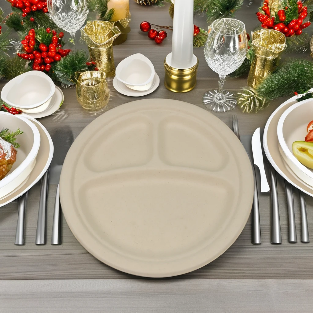 Disposable Tableware Tray Bagasse Material Machine-made Party Disposable Container and Tableware for Paperless Parties