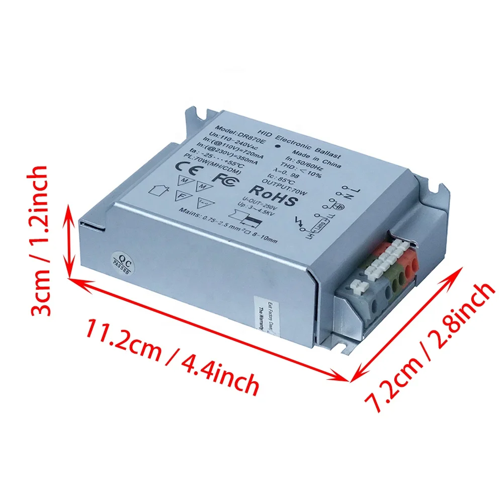 35W 50W 70W 3 Dimming Options Electronic Metal HID Ballast For UV Lamp HID CDM Ballast For Metal Halide Lamp